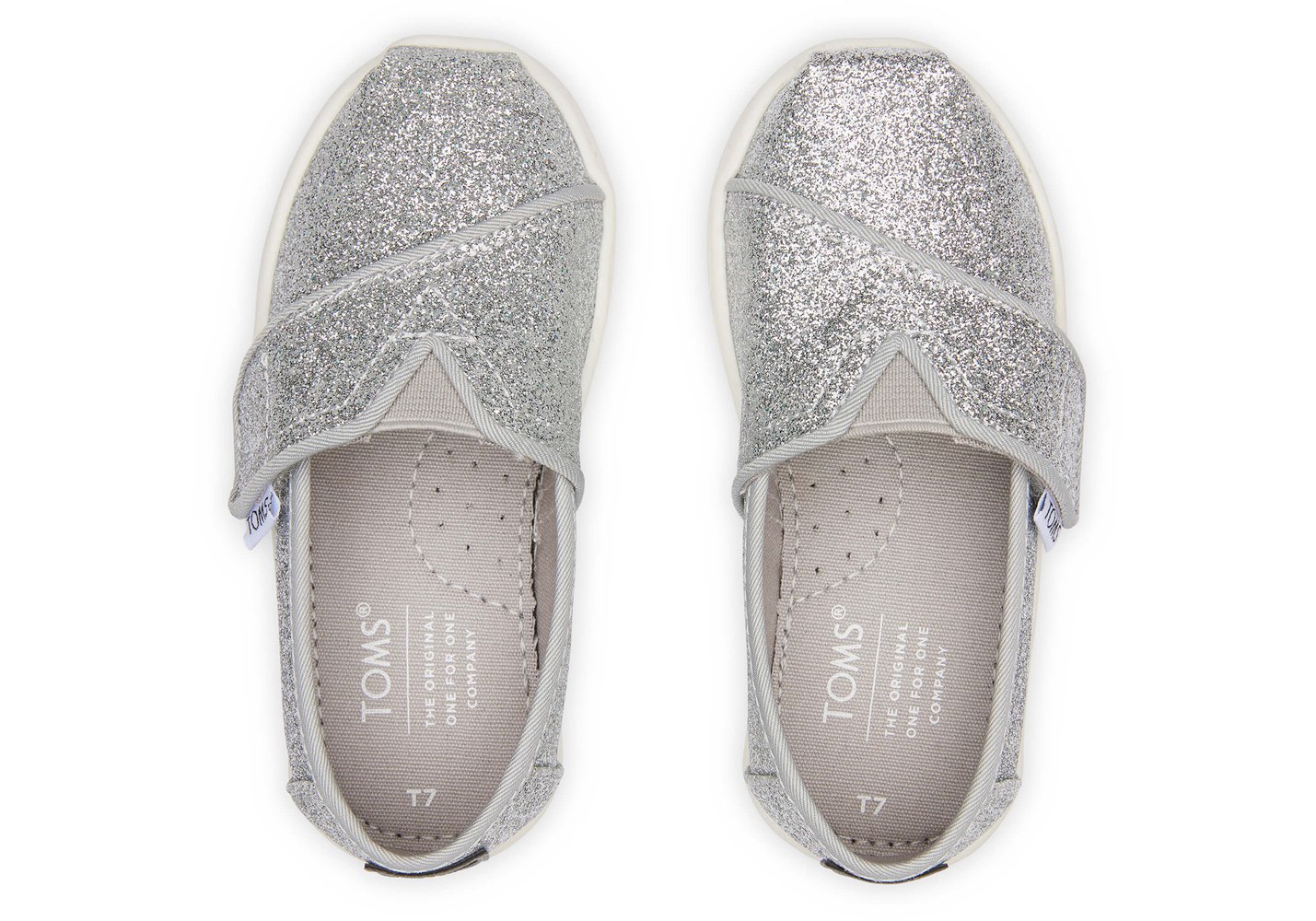 Toms Espadryle Dziecięce Srebrne - Alpargata Tiny Glitter - 23YZUAXLN